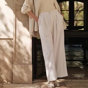 BNWT Jenni Kayne Relaxed Trouser, Raw Silk, Ivory, 4 / XS